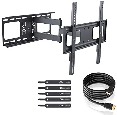 TV Wandhalterung für 32-55 Zoll (ca. 81-140cm) Flach & Curved LCD LED OLED Fernseher & TFT Monitor | Schwenkbar Neigbar Ausziehbar | Wand Halter Fernseher Halterung | VESA 200x200-400x400 | Schwarz