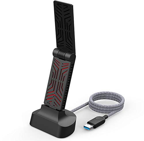 WAVLINK Adaptador WiFi AC1900 USB 3.0 de Doble Banda USB para PC/Escritorio/Tableta/Ordenador portátil, Receptor de Red 802.11ac con Cable de 120 cm (ST418)