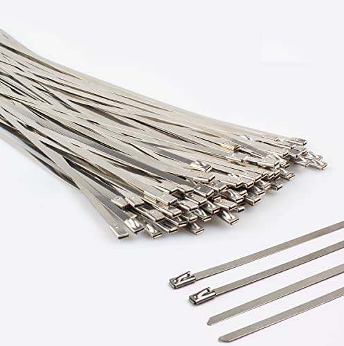 Edelstahl Kabelbinder, LUBAN Stahlkabelbinder 100 Stück 4,6 * 300mm, Edelstahl Metallkabelbinder mit Verriegelungsfunktion, Mehrzweck Stahlband