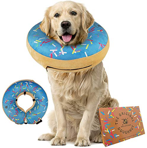 Aufblasbares Hundehalsband | Tolle Alternative zum Hundetrichter | Bequemes Genesungshalsband für große Hunde (Blau)
