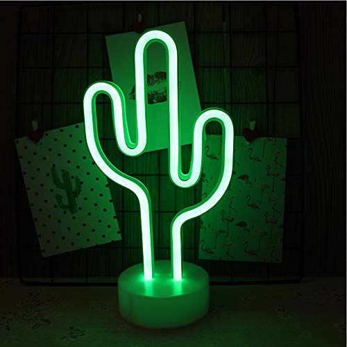 NIWWIN neonljus, LED väggdekoration, nattlampa USB/batteridriven neon för jul, födelsedagspresent, fest, barn, vardagsrum, bröllopsdekoration (kaktus)