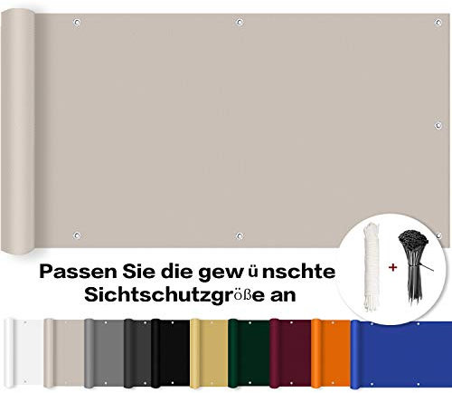 ROBAG Balkon Sichtschutz Balkon sichtschutz Stoff, Sichtschutz Balkon seitlich Wasserabweisend Sonnenschutz in div. Größen & Farben, für den Gartenzaun oder Balkon, 120x400cm, Taupe