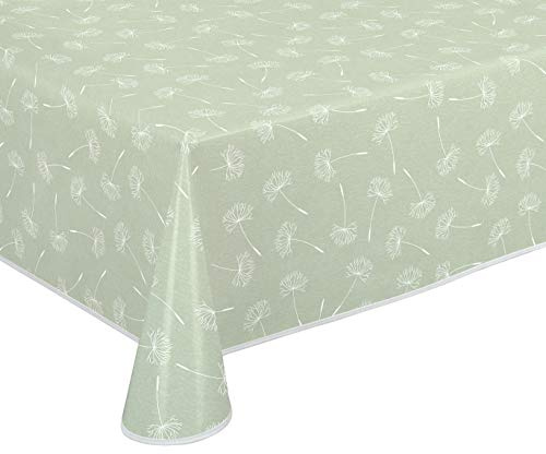 BEAUTEX Wachstuchtischdecke abwaschbar Pusteblume Grün Eckig 110x140 | Wasserundurchlässig, pflegeleicht, strapazierfähig, für Küche, Esszimmer, Balkon & Garten, ideal zum Basteln mit Kindern