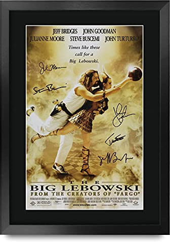 HWC Trading FR A3 The Big Lebowski Jeff Bridges Gedrucktes Poster, signiertes Autogramm, Bild für Film-Fans, A3 gerahmt