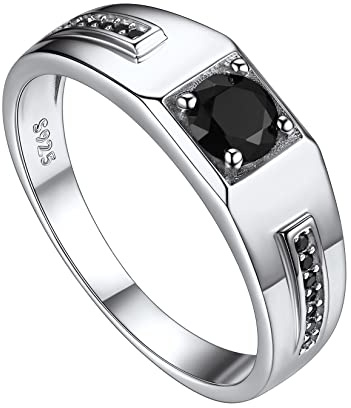 Suplight Herren Ring mit Zirkonia Geburtsstein Damenring 925 Sterling Silber Personalisierter Bandring