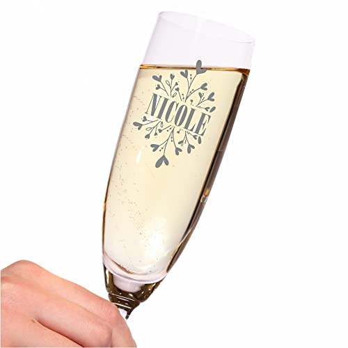 4youDesign Leonardo Sektglas mit Gravur | Personalisiertes Glas mit Namen | Geschenkidee für Männer und Frauen zu Weihnachten, Geburtstag, Hochzeit oder Valentinstag (Wunschname-Blatt)