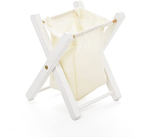 Odoria 1/12 Scale Dolls House Miniature Laundry Basket Dollhouse Accessories, White