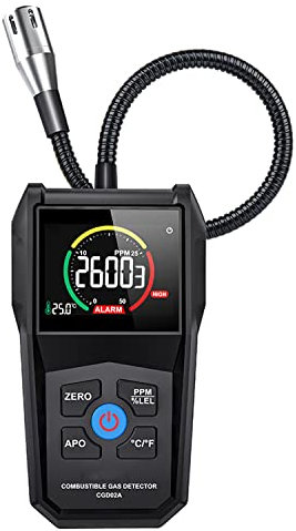 Gas Leak Detector,Portable Natural Gas Sniffer Alarm, 0-50000PPM with Colorful LCD Display for Home, Battery Operated,Air Analyzer Locates Combustible Gas