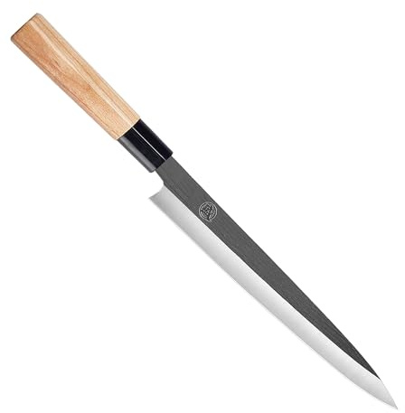 MITSUMOTO SAKARI 11 Inch Sashimi Knife, Single-Bevel Japanese Knife with Tungsten Alloy Steel, for Professional Sushi Cutting & Fish Filleting
