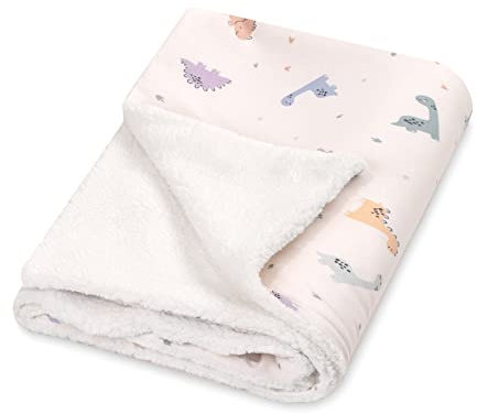 Julius Zöllner Winterdecke aus Baumwoll-Jersey und kuscheligem Teddy-Stoff | Gr. 70x100 cm | Made in Germany | OEKO-TEX® STANDARD 100 | Little Dinos