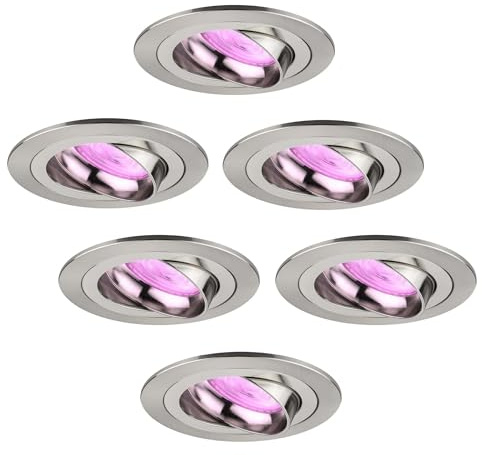 Ledvion - 6X SMART LED Einbaustrahler Tokyo, Edelstahl, Dimmbar, Rund, RGBWW, 2 Jahre Garantie
