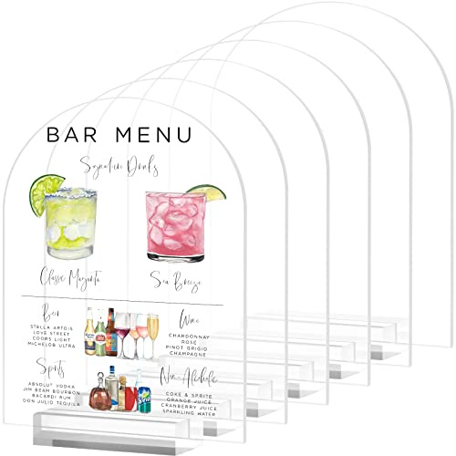 Acrylschild mit Ständer, 20,3 x 25,4 cm, transparent, gewölbte Blätter mit Ständer, DIY-Bogen, Acrylschild, blanko für Hochzeit, Getränke, Bar, Schilder (transparent, 20,3 x 25,4 cm)