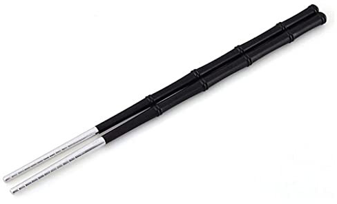 FAMMIX 1 Paia Premium Argento E Ebano Bacchette in Legno Regalo, Bacchette in Argento Sterling Cinesi Riutilizzabili per Cucinare, Bacchette Antiscivolo Stoviglie di Alta