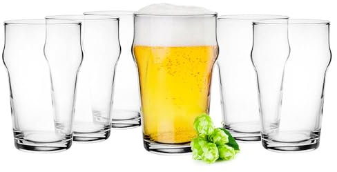 Glasmark KROSNO 1992 Vaso de Cerveza Set de Vasos de Cerveza de 0,3 Litros Jarra de Cerveza Artesanal Copas Cristal Vaso de Cerveza Pinta 6x300 ml