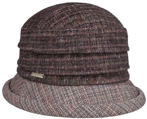Seeberger Treviglio Check Glockenhut Stoffhut Damenhut Damen - mit Futter, Futter Winter Herbst-Winter - One Size Bordeaux