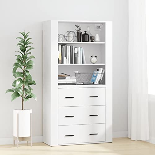ADWOA Highboard Comode Kinderzimmer Kommode Kasten Weiß Holzwerkstoff Sideboard Wohnzimmer
