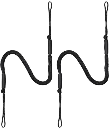 EFUTURETIME 2 x Bungee Dock Line Boot Festmacherleine 10cm (4FT), Festmacher Seil mit Auge Schwarz, Boot Zubehörteile für Schiffe, Motorboote, Kajak, Kanu, Surfen