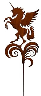 Bornhöft Gartenstecker Einhorn aus Edelrost Metall Rost Gartendeko Beetstecker Romantischer Garten Dekoration
