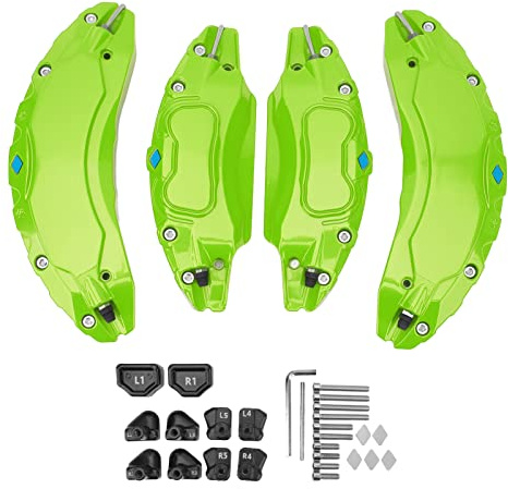 4PCS Car Caliper Cover, Protector Cover Brake Caliper Cover Kit, Aluminium Alloy Disc Brake Caliper Guard Replacement Accessories For Model 3 18in 19 in Wheels Hub(Green)
