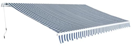 Tenda da Sole, Tende Da Sole Per Esterni Cappottina Da Esterno Tenda Da Sole Per Balcone Tenda Per Balcone Esterno Adatto per Esterno Porta Esterna Giardino Pieghevole Manuale 500 cm Blu/Bianca