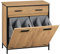 EUGAD Mobile da Bagno con 2 Cassetti e 2 Sacchi per la Biancheria, in MDF con Struttura in Metallo, Rovere Chiaro + Nero, 72,5x34x80 cm
