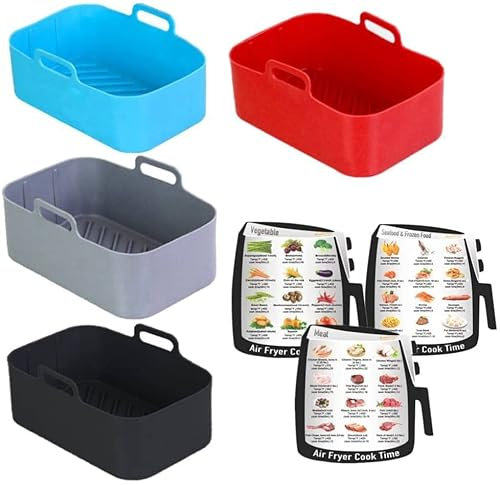 Air Fryer Silikon Pad mit Aufklebern, wiederverwendbare Airfryer Liner Antihaft-Backpapier Topf Air Fryers Korb Tablett Backform Ersatz for Zuhause Küche Backen Braten Ofen Mikrowelle/225
