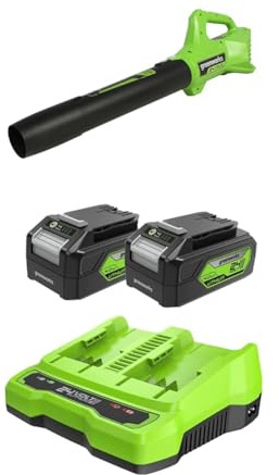 Greenworks 24V Axial Akku Laubbläser, 145 km/h, 9,08 m³/min 4ah Akku & Ladegerät, 3 Jahre Garantie G24ABIIK4