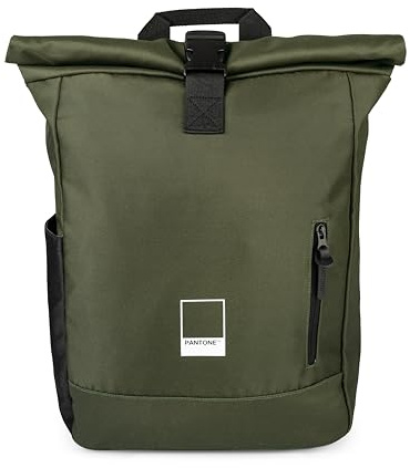 PANTONE™ Urban - Zaino Scuola Università Lavoro, Donna Uomo in Poliestere Impermeabile Valido come Zaino da Viaggio e Trekking 22L 64x30x13 Unrolled, Zaino Porta Pc Imbottito, Zaini Rolltop con Tasche