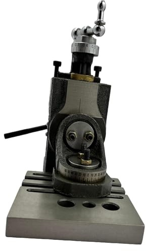 MacHel Mini slitta verticale girevole con 2 slot, scala laterale, piastra di base e mandrino autocentrante da 50 mm (4 ganasce)