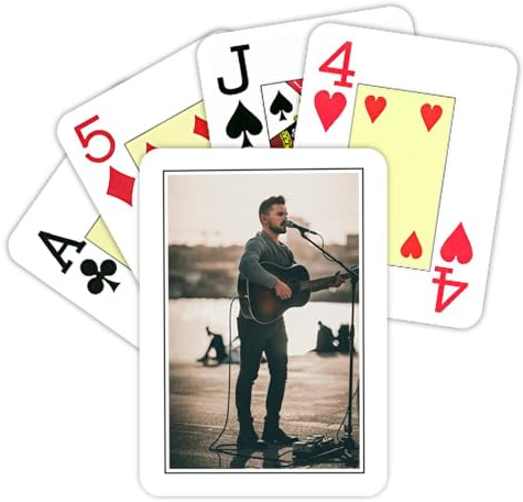 Wanapix | Kartenspiel selbst Bedrucken | Französisch | Kartenspiel mit deinem Foto auf Einer Seite | Set aus 55 Karten mit Karo, Kreuz, Herz und Pik | Basic Frame