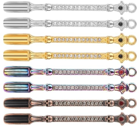8Pcs Mini Spoons/Shovel Mini Dry Herbs Powder Scoop Metal Medicine Spoon Shovel Small Spoons for Spice Jars Small Salt Spoon Pendant Necklace Ring Spoon (Rainbow Colow with Diamond)