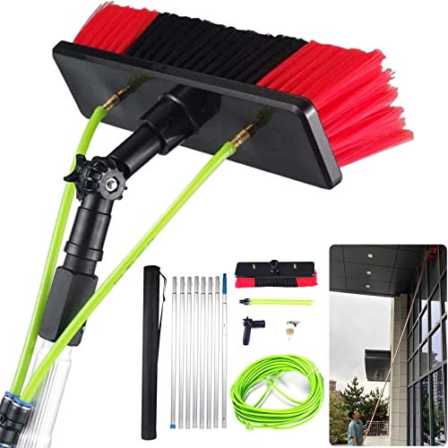 Teleskopbürste mit Wasserzufuhr für Fensterreinigungsstange – ideal für Photovoltaik- und Solarmodule – einfach anzubringen an Stange mit Wasser-/Schlauchzufuhr