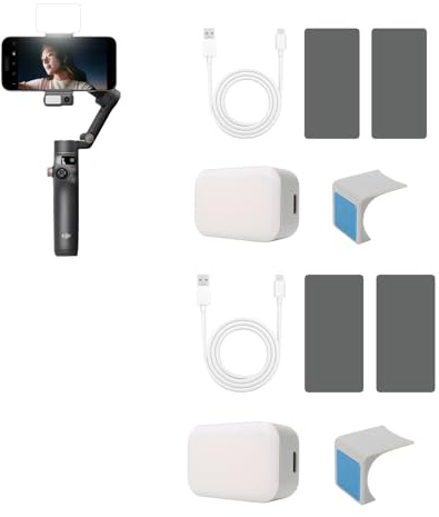 TEHAOUU Lampe de remplissage magnétique, compatible avec DJI Osmo Mobile 7/6/5 Smartphone Gimbal Stabilisateur Lumière de remplissage Accessoires (2)