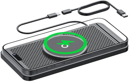 Wireless Car Charger Pad 7 15 20W Max Fast Wireless Charger, Non-Slip Wireless Charging Pad QI 2 Car Charger, Ultra Slim for smart Phone accessories Mat 1 meter for USB/Type C (USB 2.0)