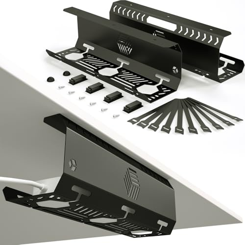 Kabelkanal Schreibtisch 2er Set Kabelführung aus Metall für perfekte Kabelordnung Elegantes Kabelmanagement für Home Office & Büro Stabile Kabelhalterung – Schwarz