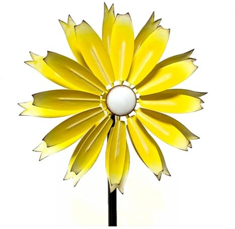Hazomeu Garten WindmüHle 149cm Windrad Garten Edelstahl Kugellager WindräDer FüR Garten FüR Den AußEnbereich,Terrasse, Rasen,Yellow