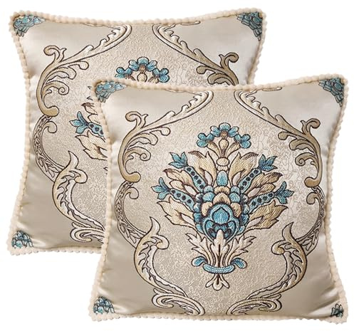 Traziewell Cushion Cover Beige Set of 2 Soft Cushion Covers 45x45 cm Decorative Throw Pillow Case Square Home Decor for Couch Sofa Living Room Bedroom 19x19 Inch 216
