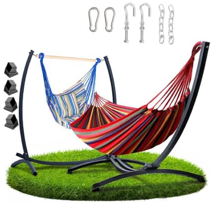 QLS Estructura 2 en 1 con hamaca y sillón colgante de hasta 250 kg de acero al aire libre
