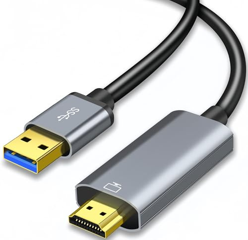 Muchfox USB to HDMI Cable, Built-in Drivers, USB A to HDMI Male Cable HD 1080P Monitor Converter Cord with Audio for Desktop, Laptop, Monitor, Projector, HDTV Compatible with Mac Windows 8.1/10/11-2M