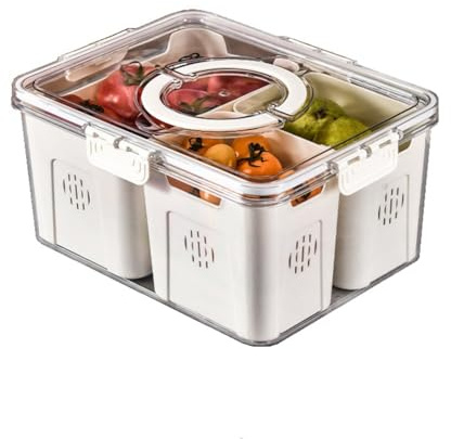 Ujjdwiurgh Vassoio per Frutta per Grande Frigorifero da Picnic, Contenitore per Alimenti, Trasparente, Contenitore per Snack In Cucina, 3 Griglie