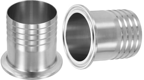 PATIKIL 2 Stück Tri Sanitary Clamps 2 Rohr 64 mm Ferrule Schlauchanschluss | 304 Edelstahl, Mit Widerhaken, Für Brauerei, Tri Sanitary Clamps Schlauchanschluss