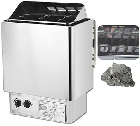 Riscaldatore elettrico per sauna da 3 kW-9 kW, vaporizzatore per sauna a parete, stufa per sauna a vapore secco con controllo interno in acciaio inossidabile per saune e bagni di vapore, timer: 0-18
