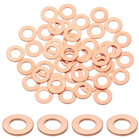 QUARKZMAN 75Pcs Rondelles Plates M6 En Cuivre Rondelles Écrasables | 6mm Diamètre Intérieur 12mm Diamètre Extérieur 1mm Épaisseur, En Cuivre, Joints D'Étanchéité, Joint Métrique D'Étanchéité