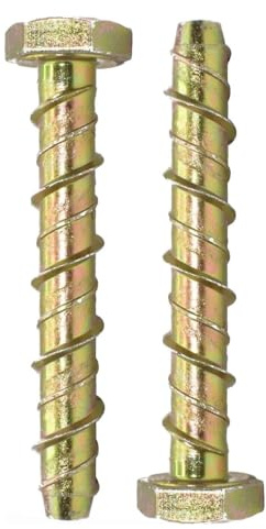 4x M10 x 75mm Masonry Anchor D Bolts, Concrete Anchor Bolt Screw with Hex Head, Heavy Duty Self-Tapping Masonry Fixing, Screws Directly into Concrete, Brick, Block, Stone or Wood