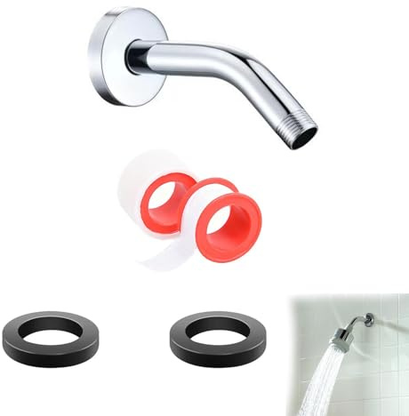 Verazquy 12 Inch Shower Arm with Flange, Stainless Steel Wall Mounted Shower Pipe Extension Universal Replacement for Fixed and Rainfall Showerheads Corrosion Resistant Bathroom Fitting Chrome Finish