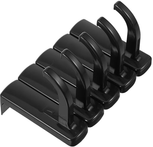BESPORTBLE 5 pièces Support Casque Mural Plastique Noir Support Multifonction pour Écouteurs Over-Ear et Accessoires Installation sans Perçage pour Bureau et Moniteur