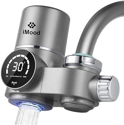 iMood Water Filter Tap with UV Light | Digital Display | Removes Chlorine & Heavy Metals | 6 Adapters | Faucet Water Purifier for Kitchen Sink | Easy Installation