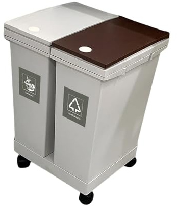 ＡＷＨＡＯ Cubo de Basura de Cocina con Ruedas, cesto para Basura con contenedores de residuos y Reciclaje para Oficina, 40l 2 Compartimentos