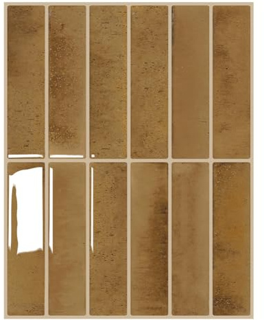 Lot de 5/10 feuilles de carrelage mural rectangulaire en vinyle à décoller et à coller pour cuisine, salle de bain, buanderie, résistant à l'huile, imperméable et amovible, marron
