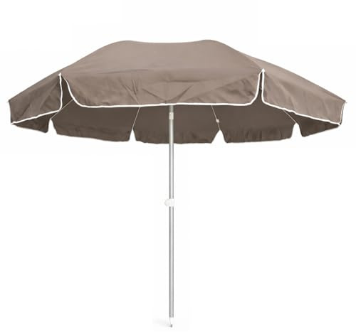 DANYX Ombrellone XXL Mare Spiaggia 240cm Palo Alluminio Stecche Fibra di Vetro Antivento Protezione UV50+ Inclinabile con Custodia e Punta a Trivella (Tortora)